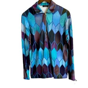 Sheilay geometric long sleeve quarter zip pull over women M